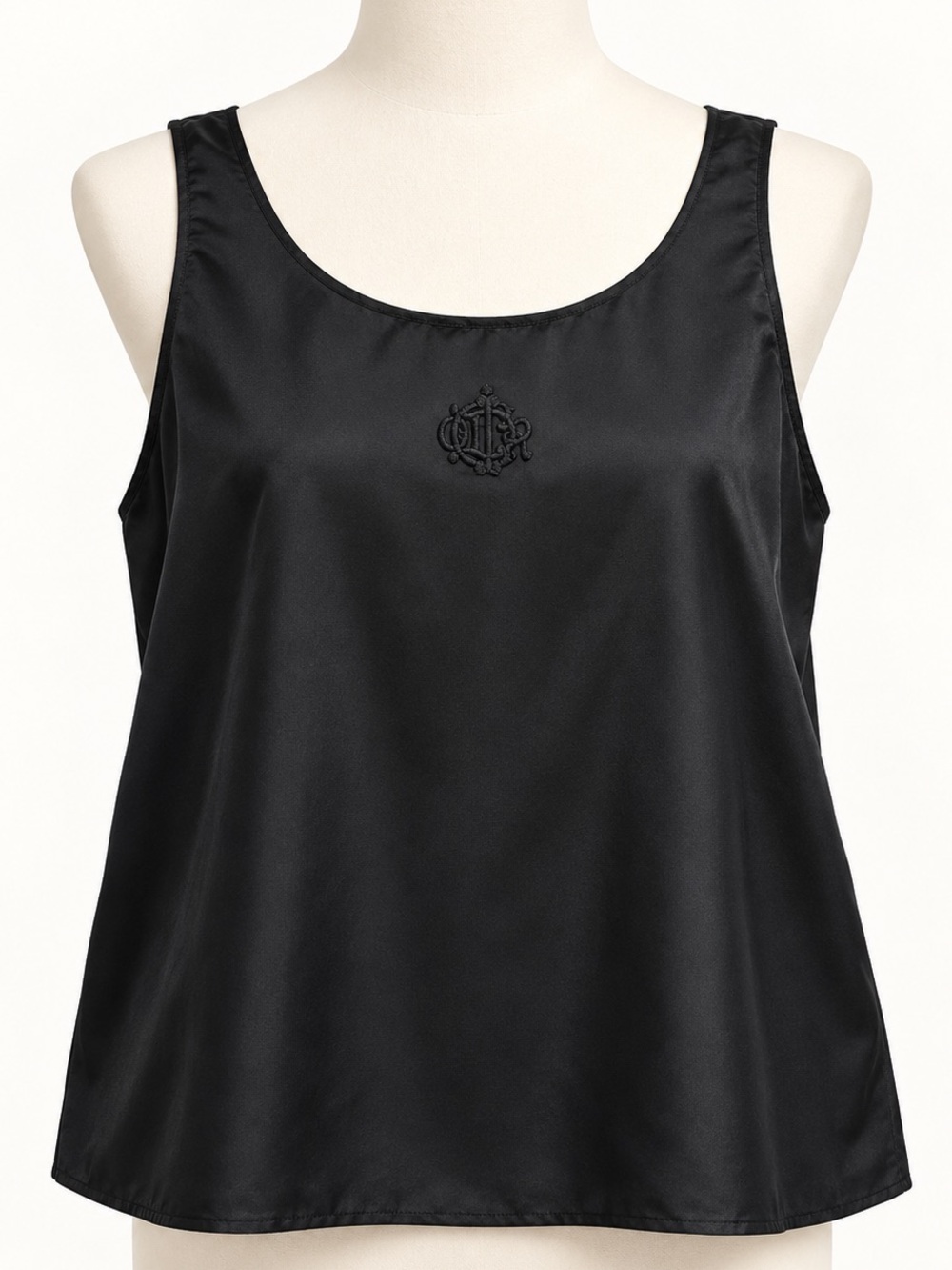 VINTAGE CHRISTIAN DIOR Embroidered Crest Loungewear Tank Top Blouse